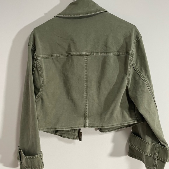 Sam Edelman Cropped Moto Jacket XS -army green - Picture 11 of 15